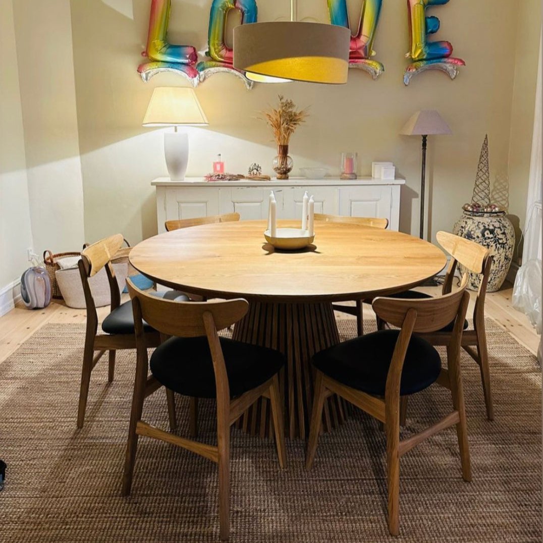 Vivien Round Oak Dining Table Extendable - S10Home