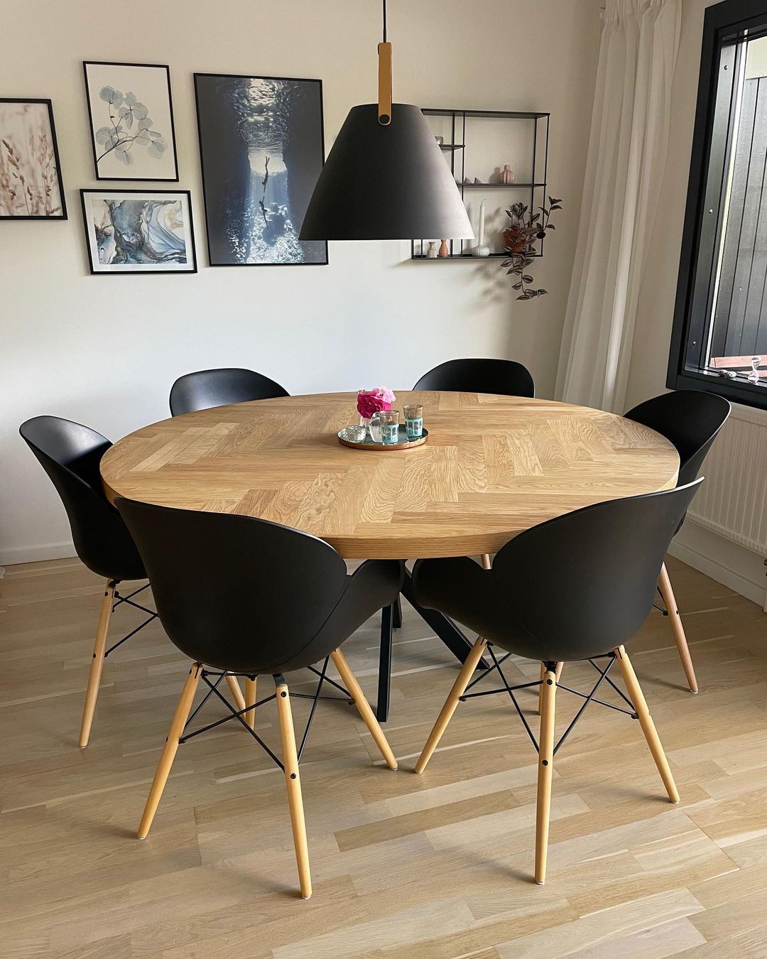 Astrid Extendable Round Herringbone Dining Table by S10Home