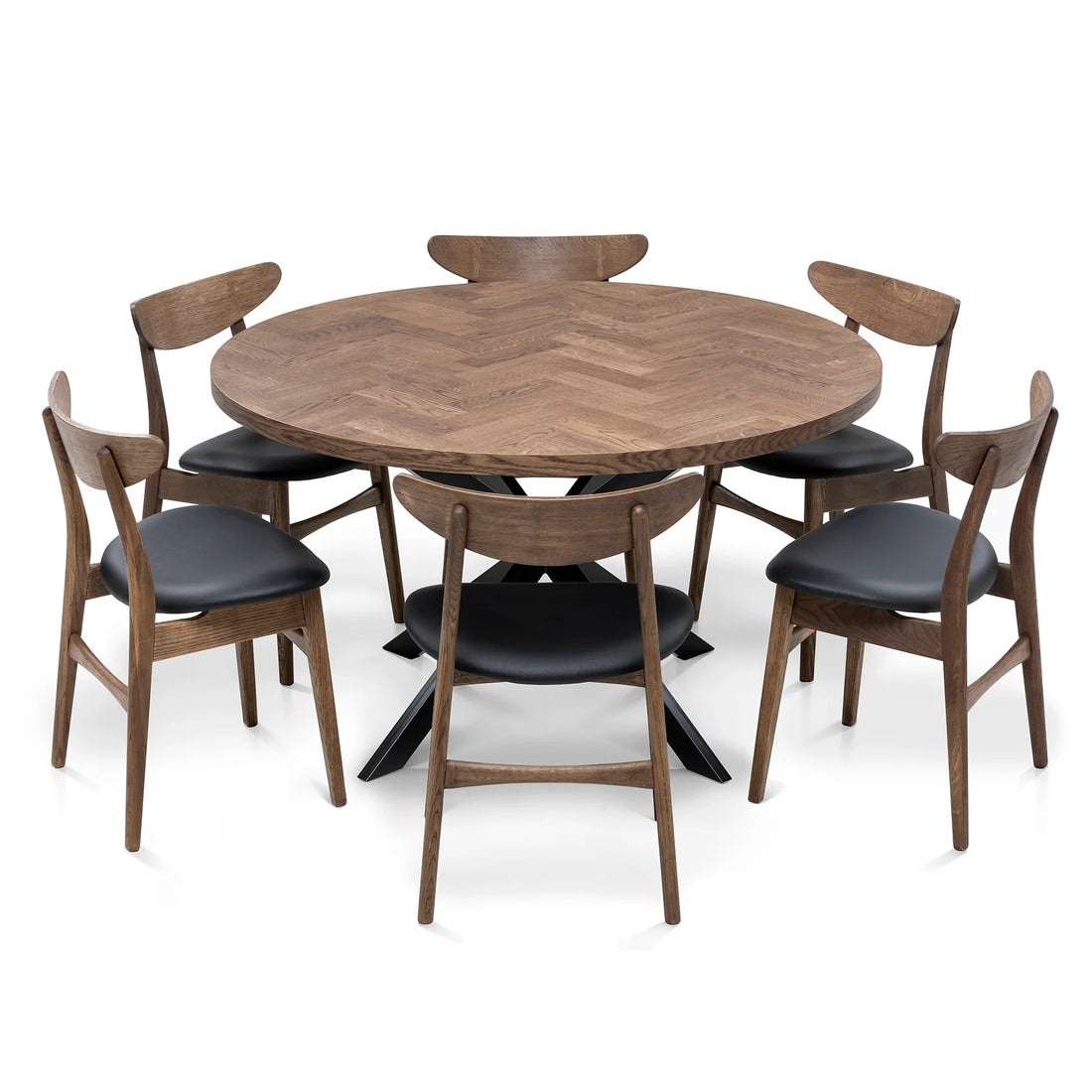 Round Herringbone Dining Table, 4-10 Seater 