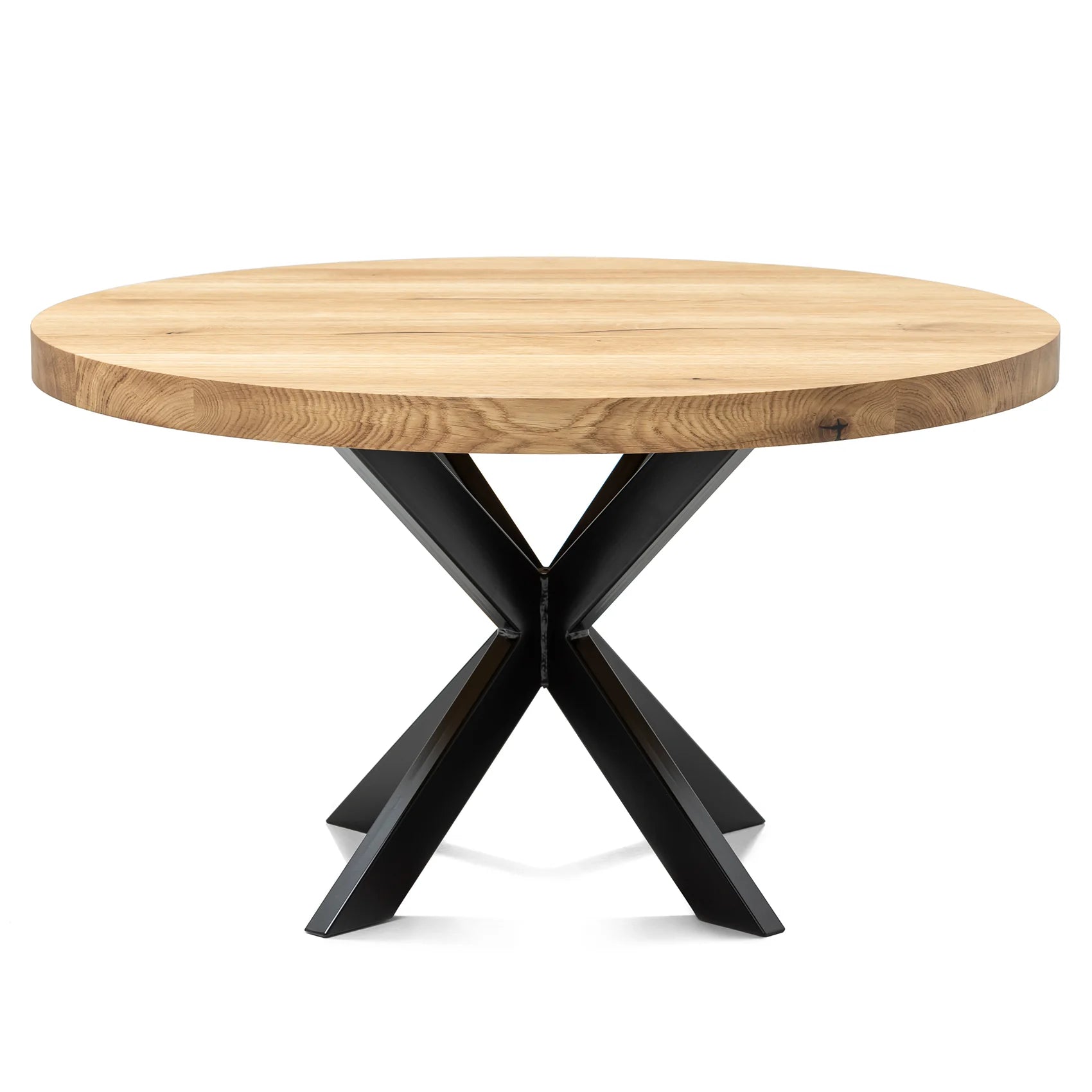 Round Oak Coffee Table Natural Solid Oak Table With Metal Legs