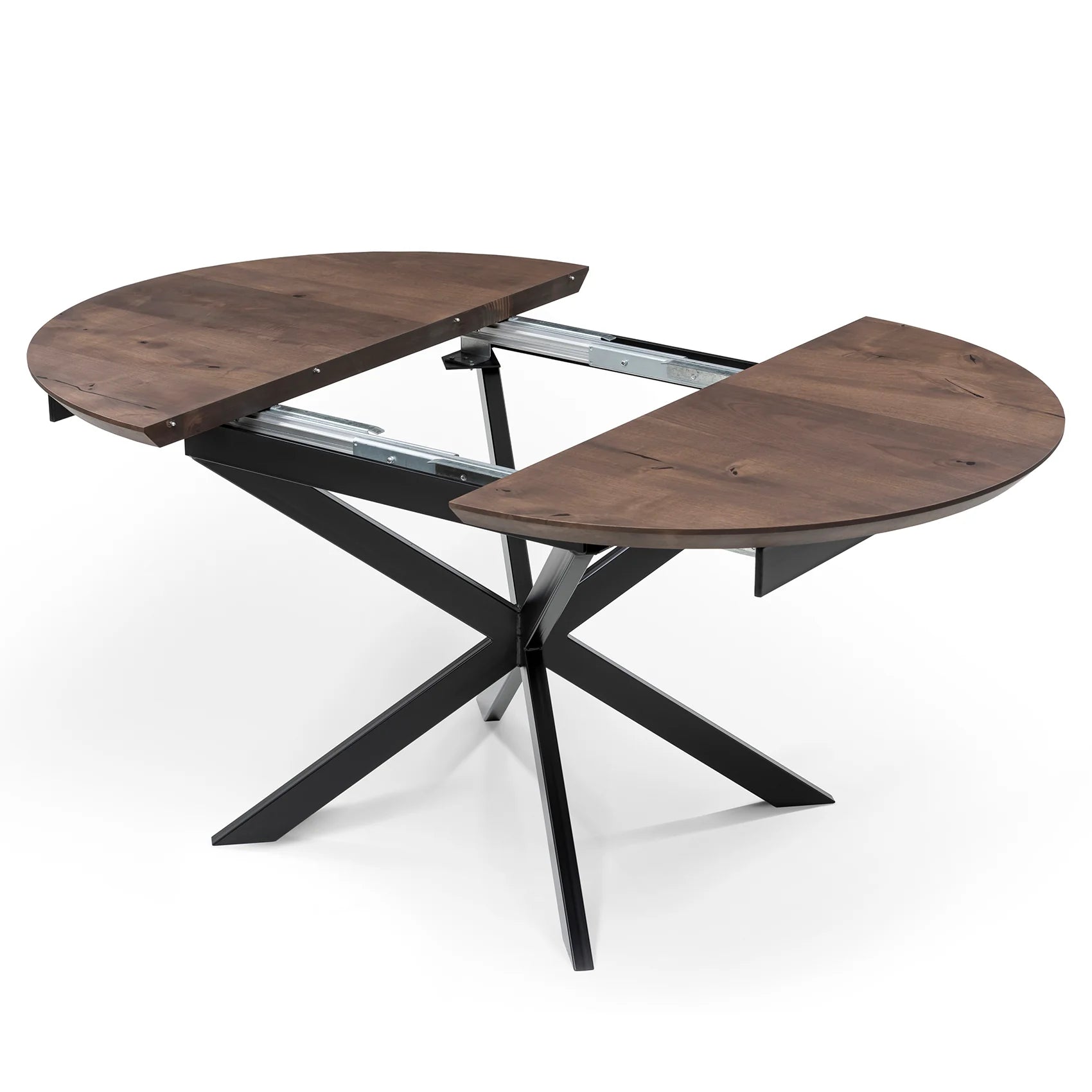 Round Dark Walnut Dining Table Extendable by S10Home