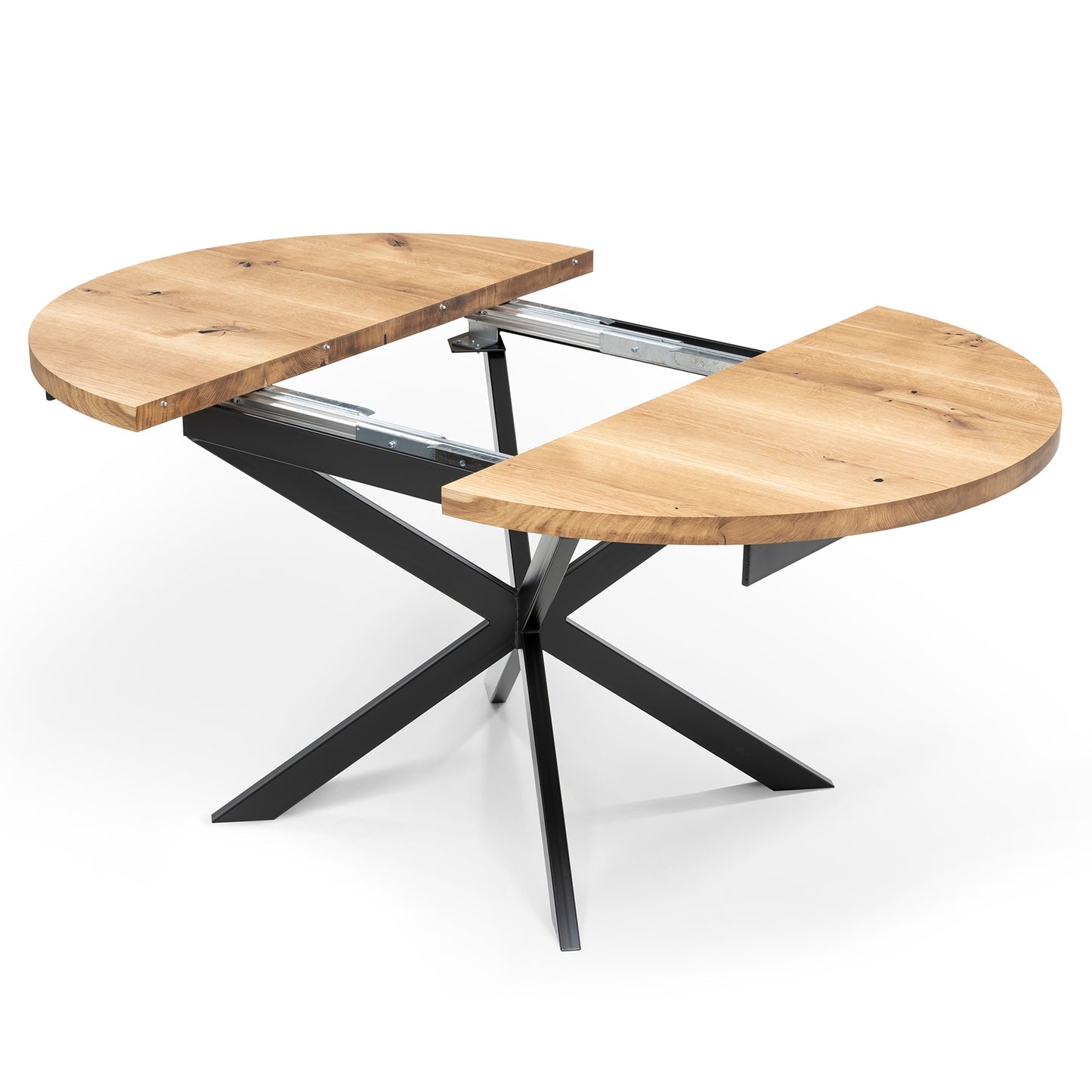 Round Oak Dining Table Extendable by S10Home