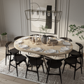 Astrid Extendable Round Herringbone Dining Table in Cotton by S10Home