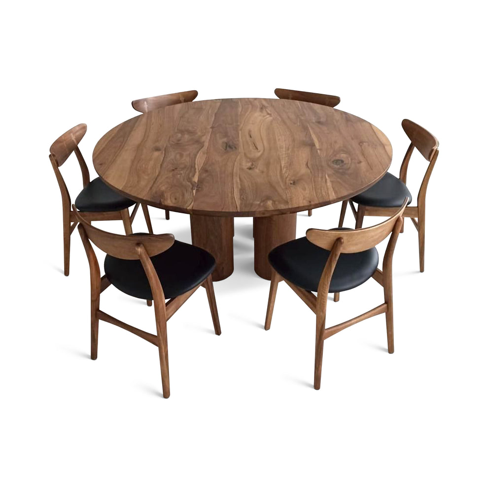 Round Extendable Walnut Ella Walnut Handcrafted Round Dining Table Extendable | S10Home