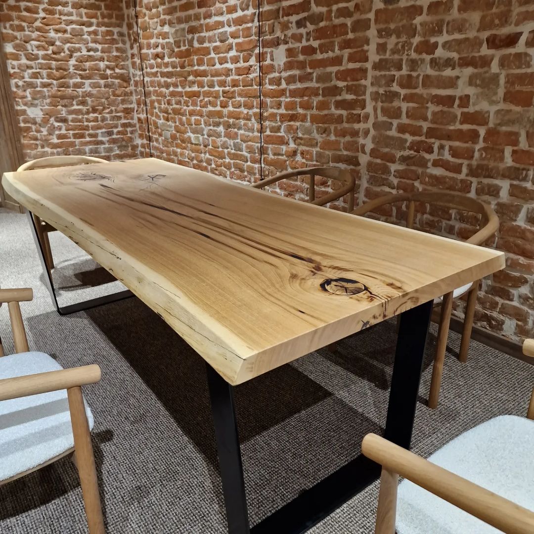 Single Slab Solid Oak Dining Table