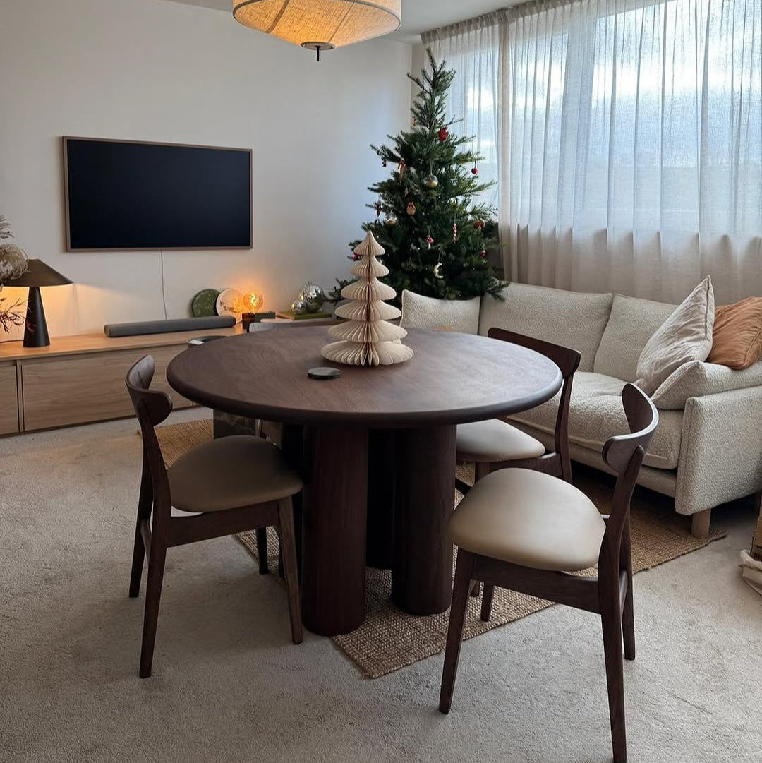 Ella Round Extendable Dining Table in Chocolate Walnut