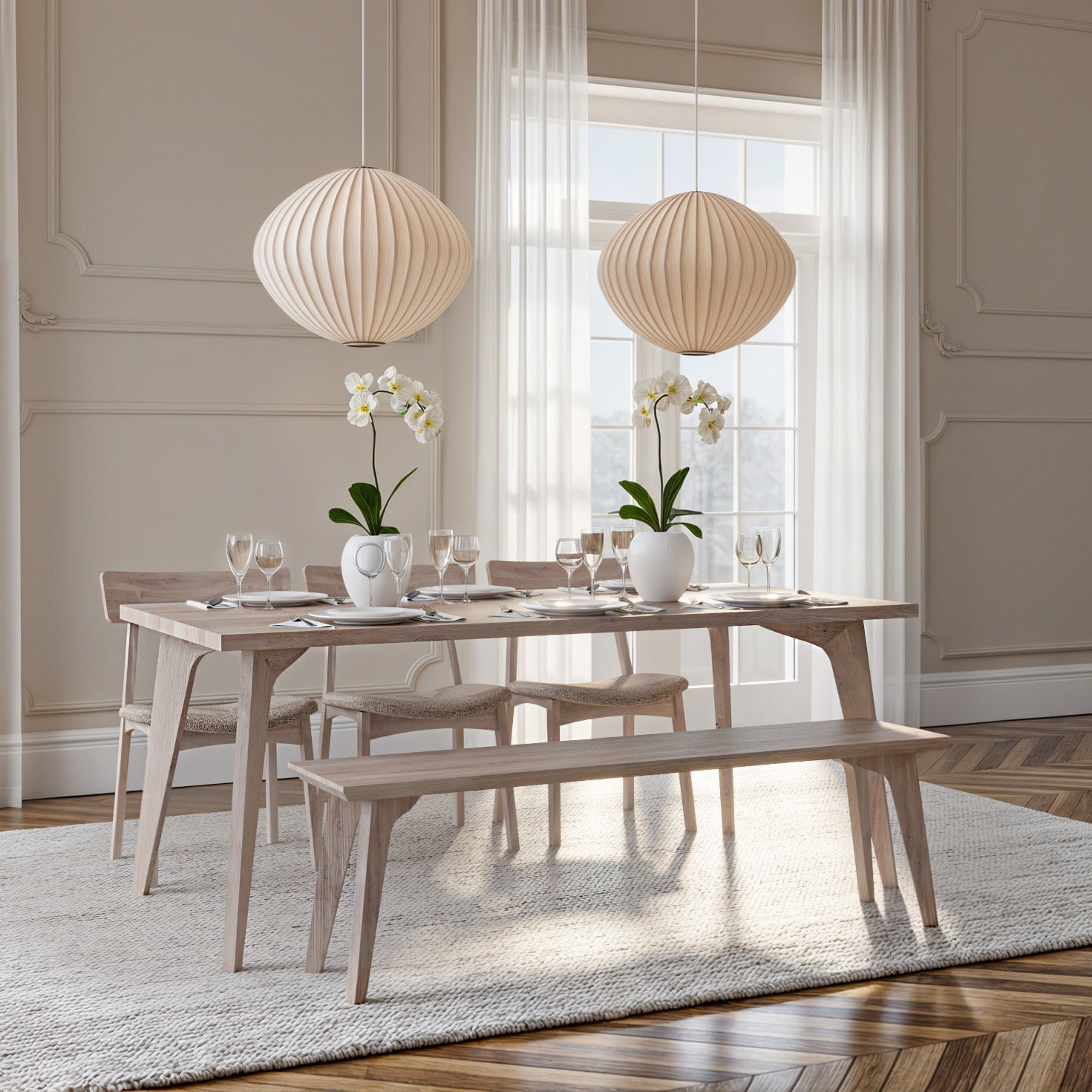 Aurora Cotton Solid Oak Dining Room Table | S10Home