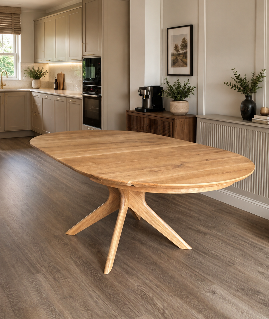 Bibi Extendable Round Dining Table in Solid Oak | S10Home