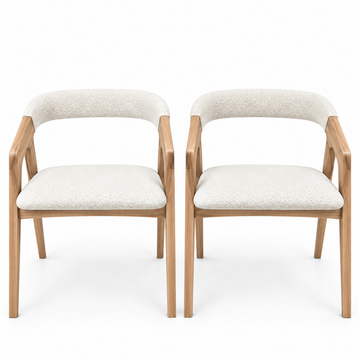 Julia Walnut Dining Chair White Fabric Seat - 2 chairs