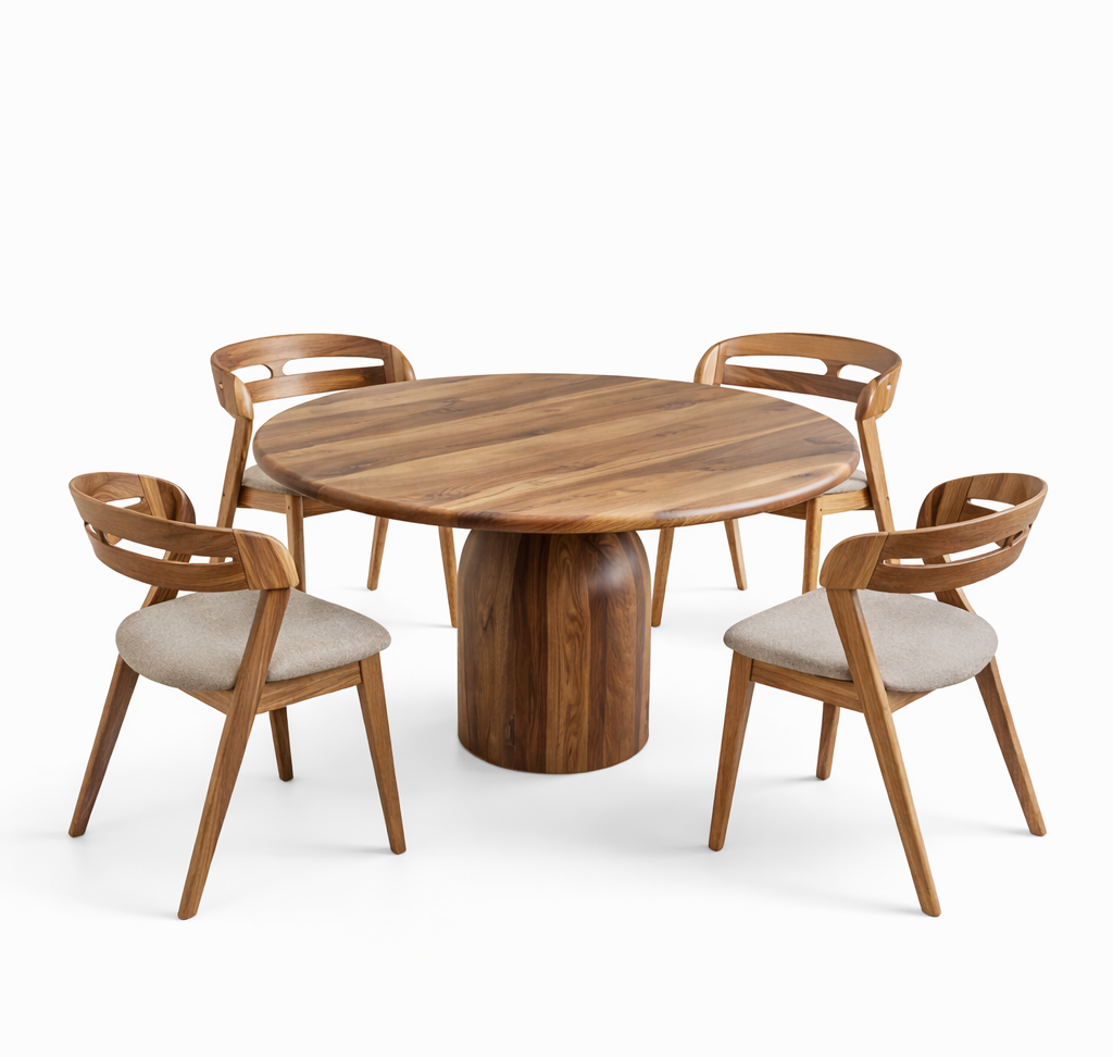 Round Extendable Walnut Loulou Round Extendable Walnut Dining Table | S10 Home UK