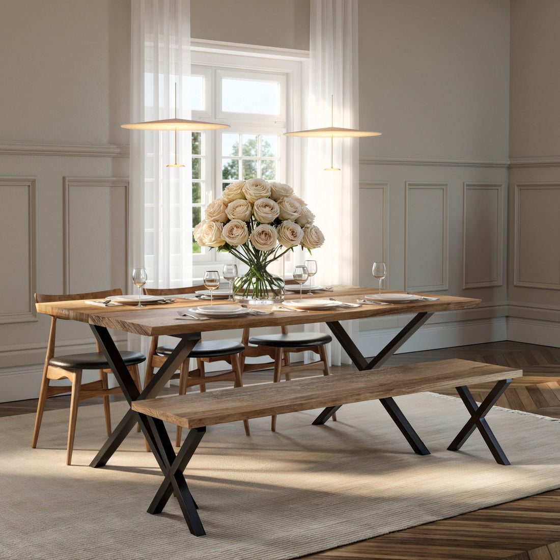 Eva Extendable Dining Table in Solid Walnut by S10Home