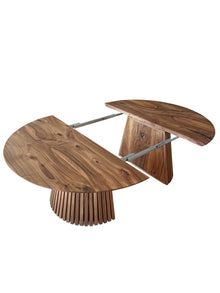 Vivien Extendable Round Dining Table in Solid Walnut by S10Home