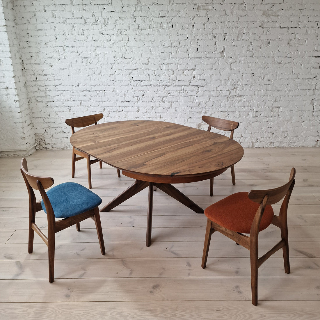 Bibi Extendable Round Walnut Dining Table