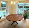 Round Dark Oak Dining Table Extendable by S10Home