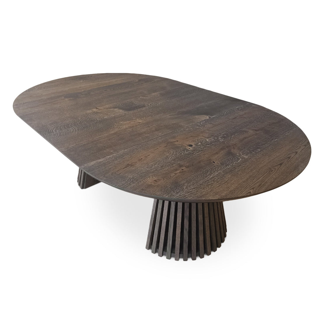 Vivien Extendable Round Dining Table in Charcoal Oak 140cm