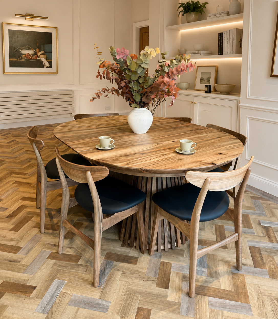 Vivien Extendable Round Walnut Dining Table | S10Home