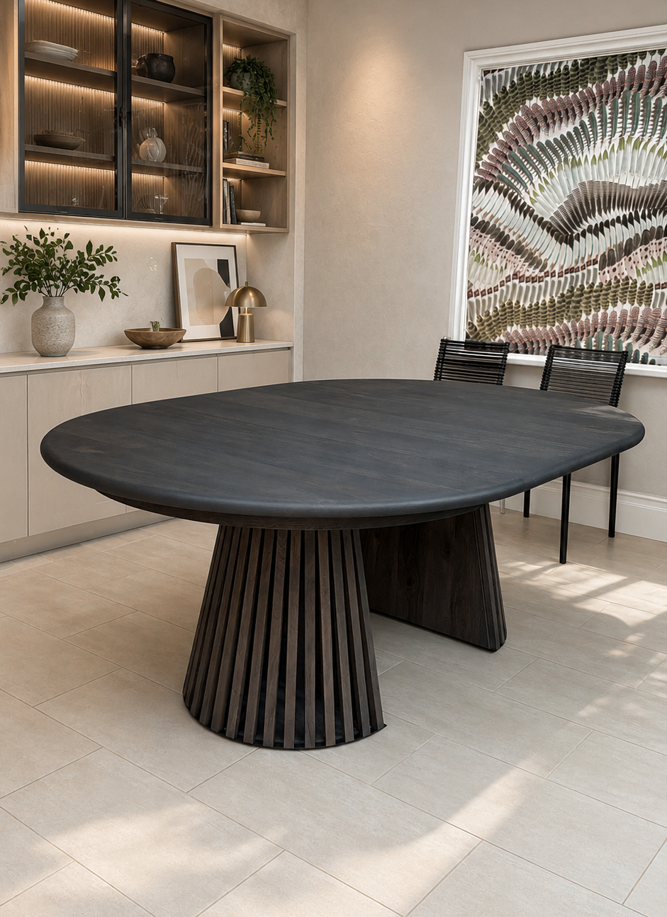 Vivien Extendable Round Dining Table in Charcoal Walnut S10Home