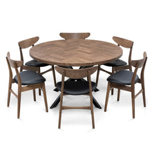 Round Herringbone Dining Table Extendable - S10Home