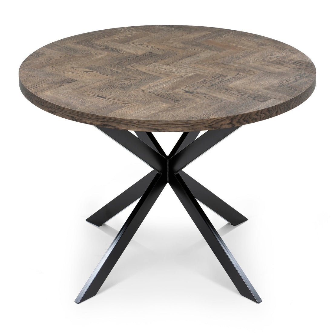 Astrid Extendable Round Herringbone Dining Table Extendable in Charcoal by S10Home