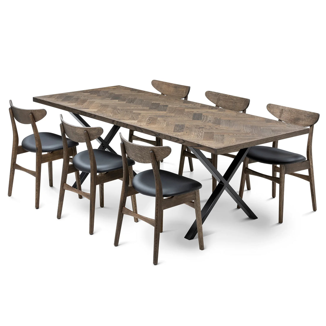Astrid Charcoal Herringbone Dining Table Extendable
