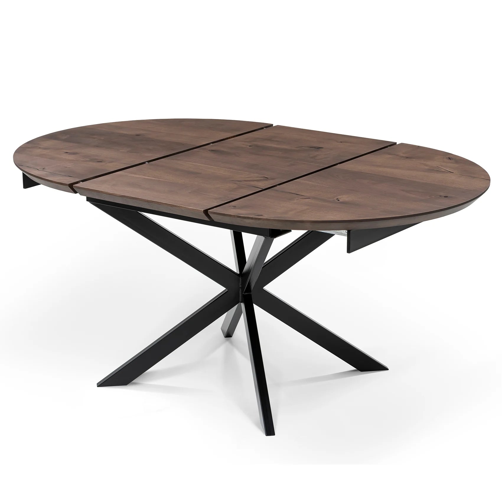 Round Chocolate Walnut Dining Table Extendable - S10Home