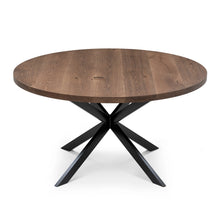 Round Dark Oak Dining Table Extendable by S10Home